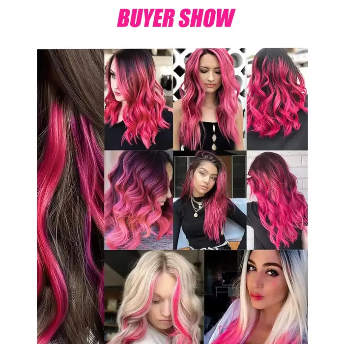 Extensions de cheveux synthétiques colorées à clips