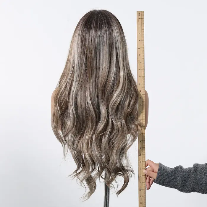 DWY – perruque Lace Front Wig synthétique à reflets bruns et blonds, longue et ondulée, 13x6, avec raie libre, naturelle, résistante à la chaleur, pour femmes
