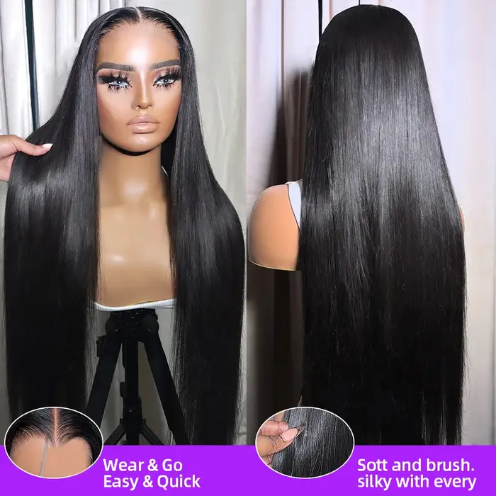 Perruques sans colle Wear Go en cheveux humains, perruque Lace Front 13x6, perruque Lace Front HD tr