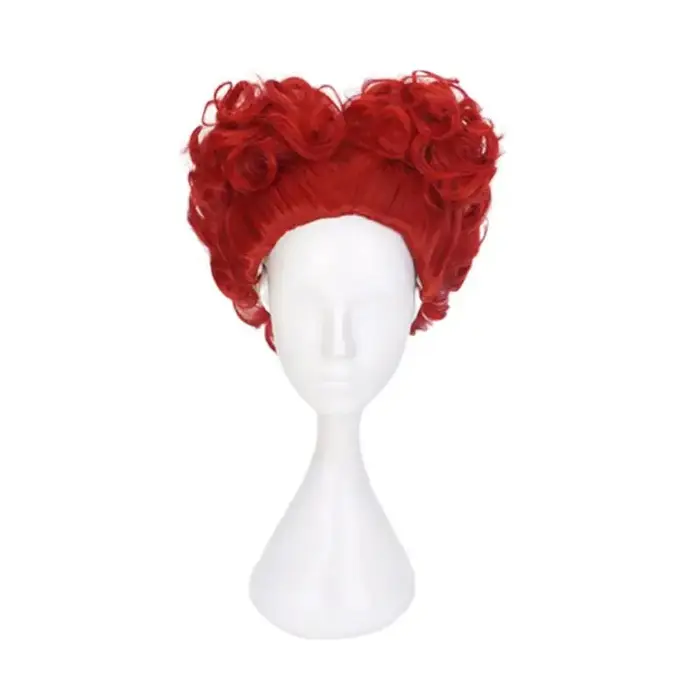 Perruque de Cosplay reine rouge reine des cœurs, perruques synthétiques rouges résistantes à la chal