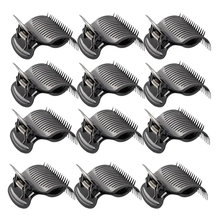 Lot de 12 pinces à cheveux noires/blanches pour bigoudi