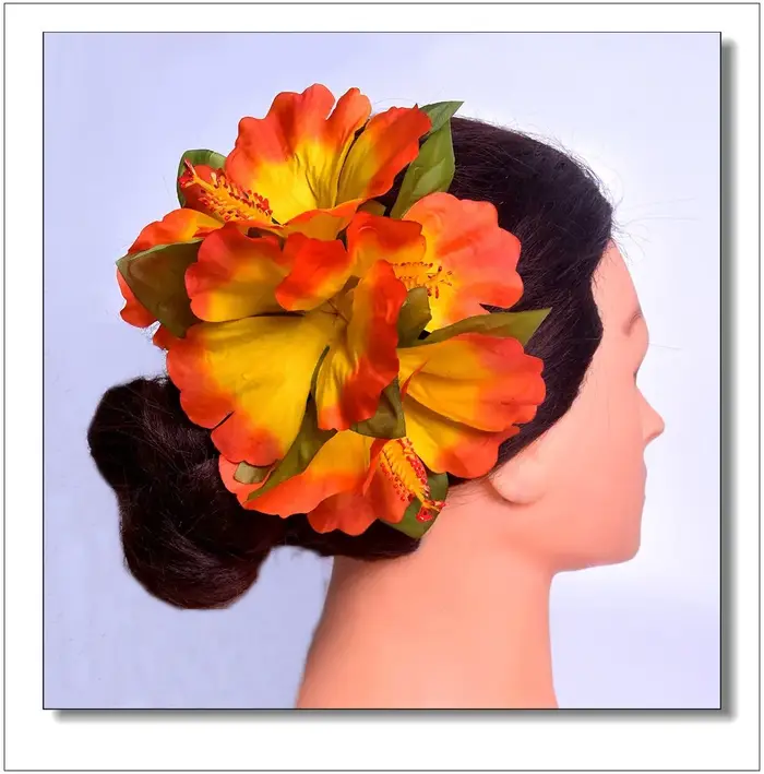 Pince à cheveux en forme de fleur d'hibiscus hawaïenne, trois grandes fleurs, accessoires de cheveux