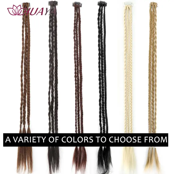 HUAYA-Tresses frontales à clipser avec 3 tresses sur chaque clip, 22 pouces de long, postiches synthétiques naturelles et douces pour Gi