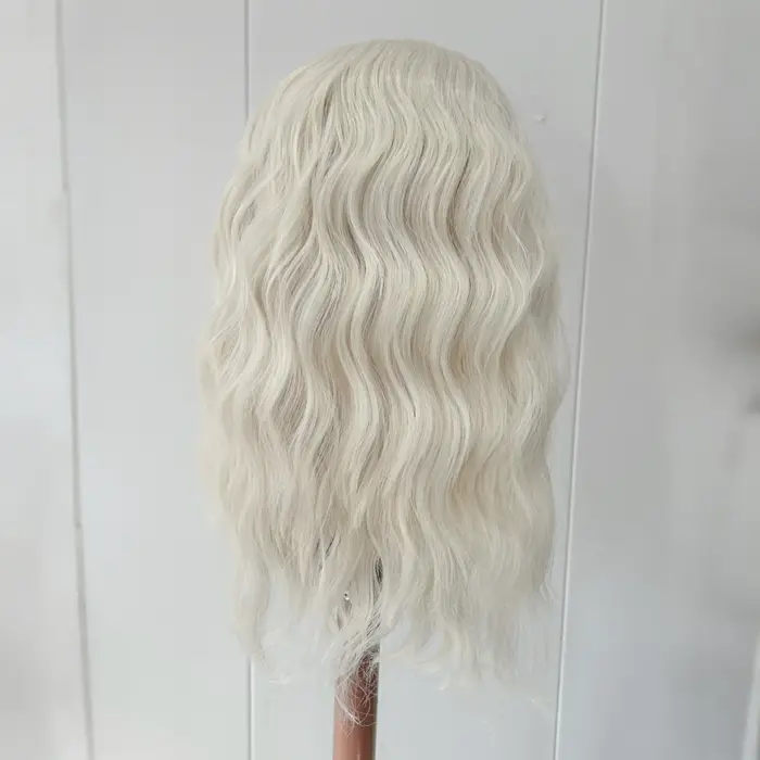 Perruques Bob Lace Front synthétiques ondulées blondes courtes 60 pour femmes
