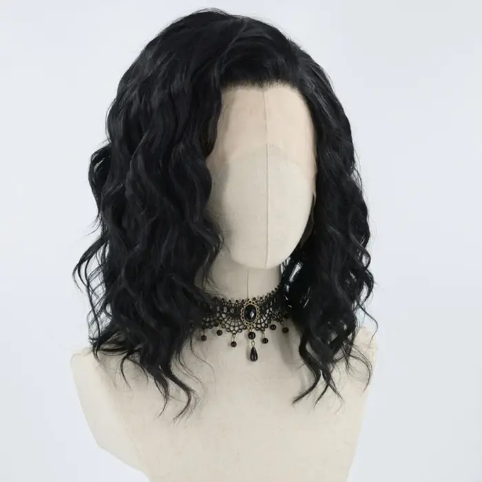 AIMEYA perruques courtes pour femmes perruque avant en dentelle synthétique vague noire Bob perruque