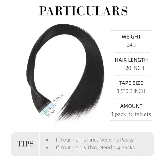20 pouces 10 pièces bande dans les Extensions de cheveux synthétique longue bande droite postiche sa