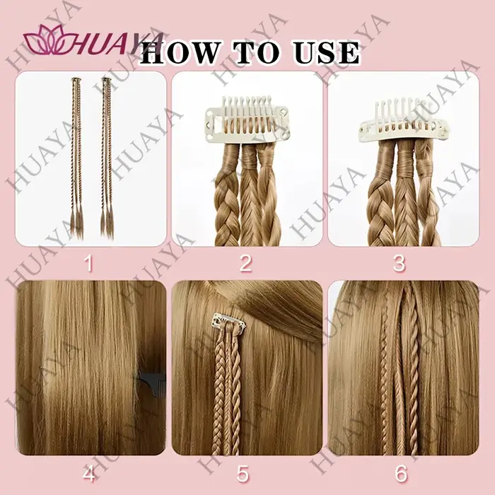 Perruque, queue de cheval synthétique torsadée tresse pince dans les Extensions de cheveux longues tresses