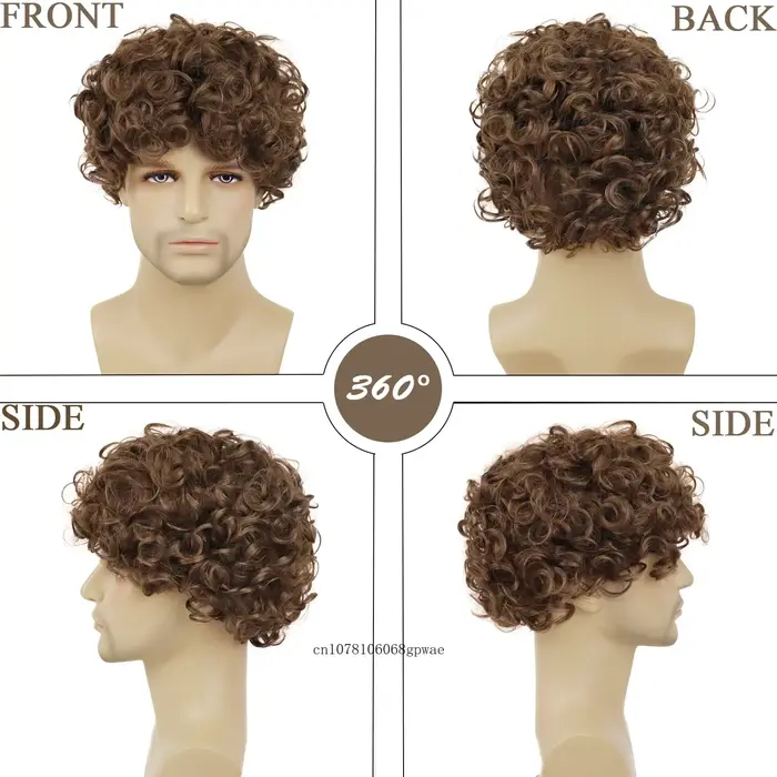 Perruque synthétique marron pour hommes