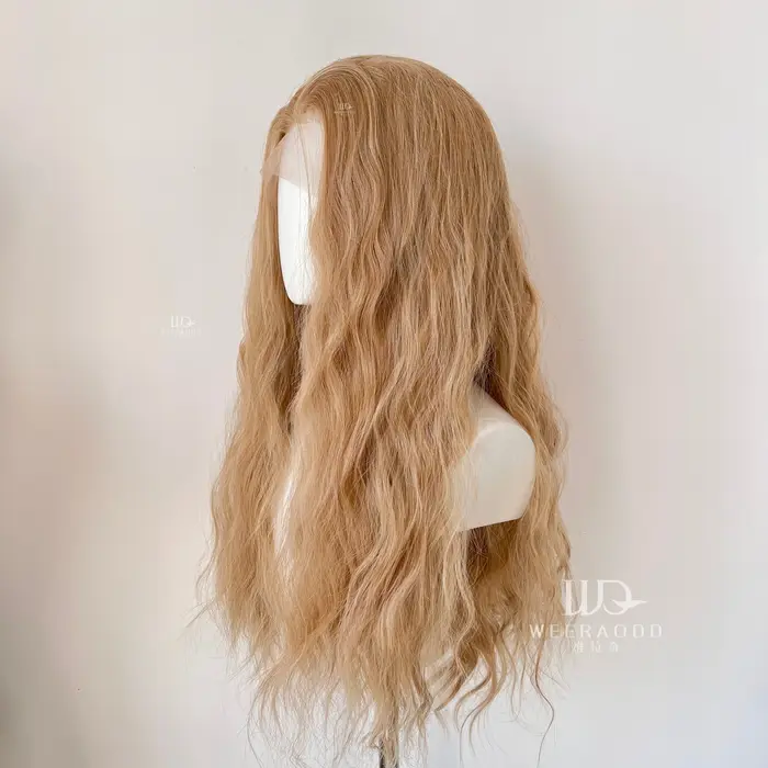 Perruque Lace Front Wig synthétique ondulée blonde mixte pour femmes