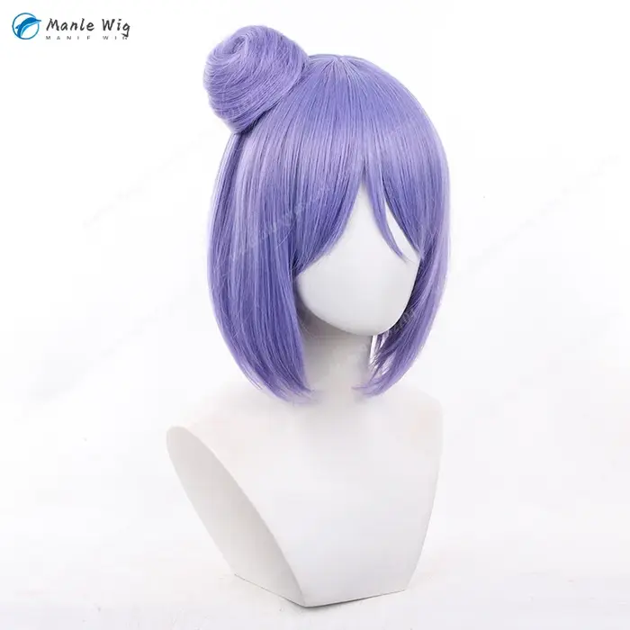 Perruque de Cosplay Anime violette 35cm