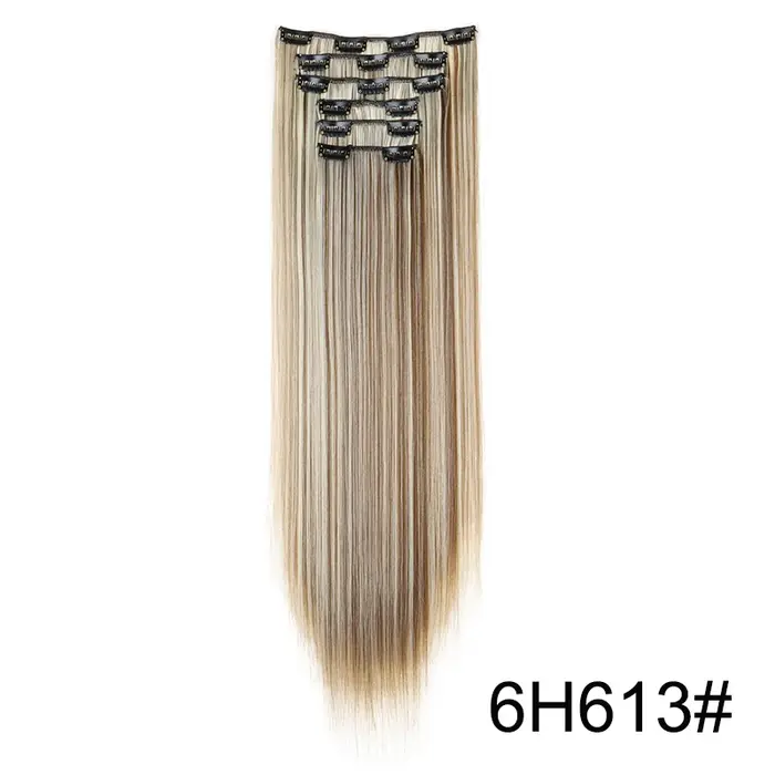 WIGSIN synthétique 6 pièces/ensemble 24 pouces Extensions de cheveux longs raides Clip-in résistant à la chaleur postich