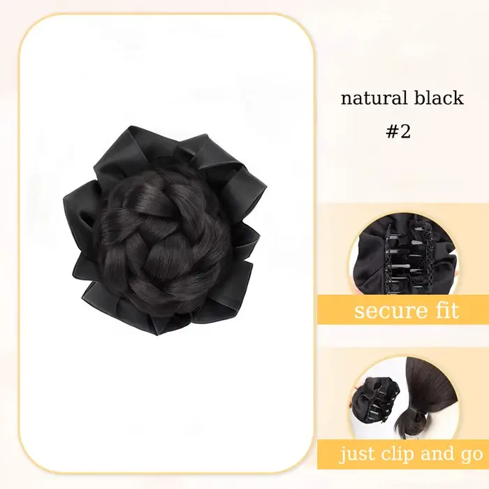 Extensions de chignon tressées synthétiques, perruque à pince à griffes en forme de bourgeon de fleu