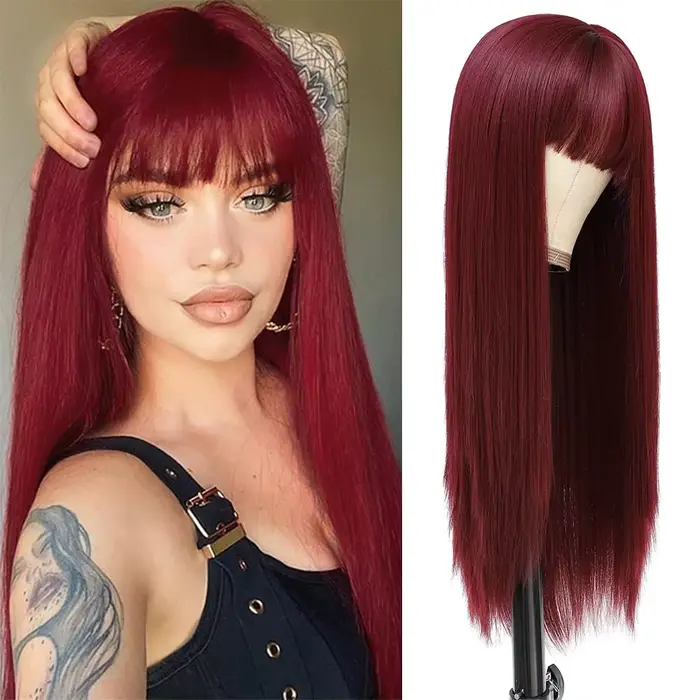 Perruque synthétique 26 pouces la plus vendue pour cheveux longs et raides