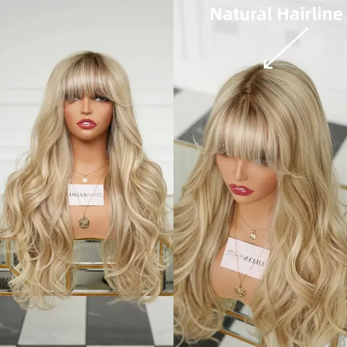 Perruque à lacet frontal de 24 pouces, nouveau style, ombré blond doré, vague corporelle, pour femme