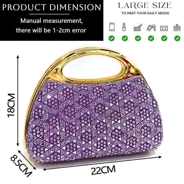 Ensemble de sandales à talons hauts et sac assorti en strass violet clair chic pour femme – Chaussur