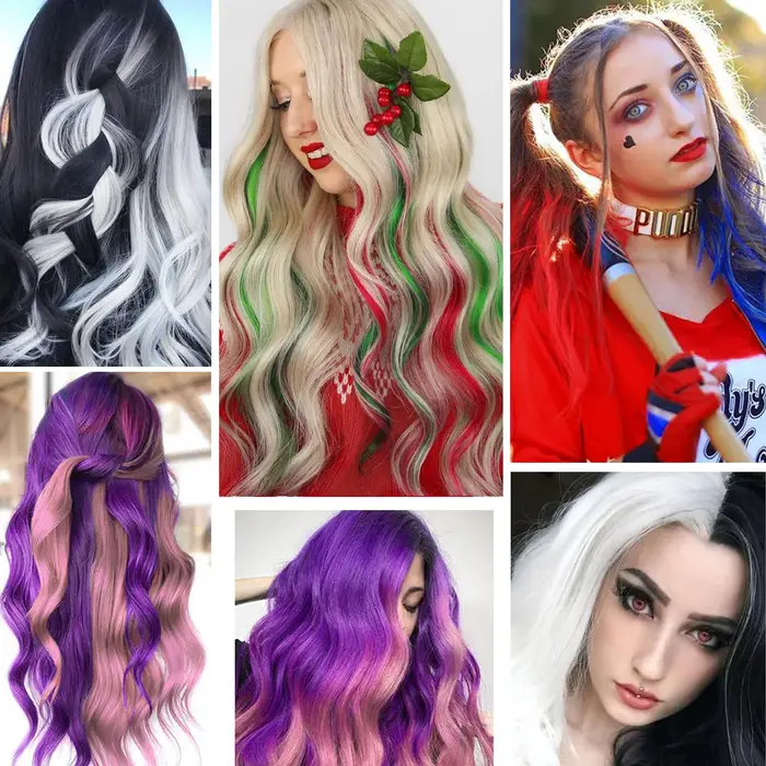 Extensions de cheveux à clips colorés pour femmes et hommes
