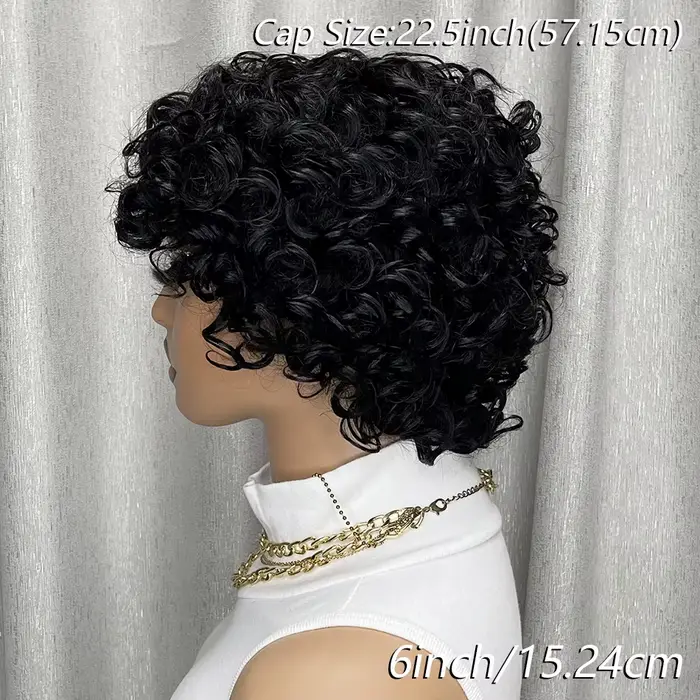 Perruque de cheveux humains crépus bouclés