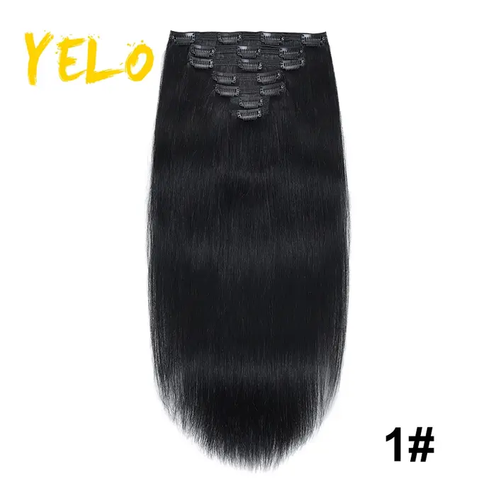 Ymir14-Extensions de cheveux humains à clipser