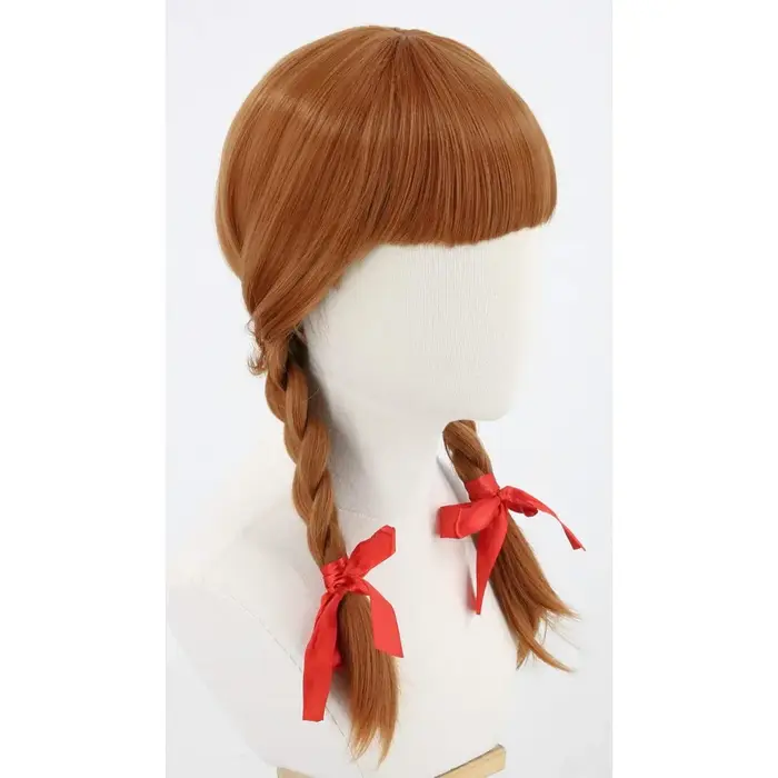 Perruque longue tressée brune pour femmes ou filles