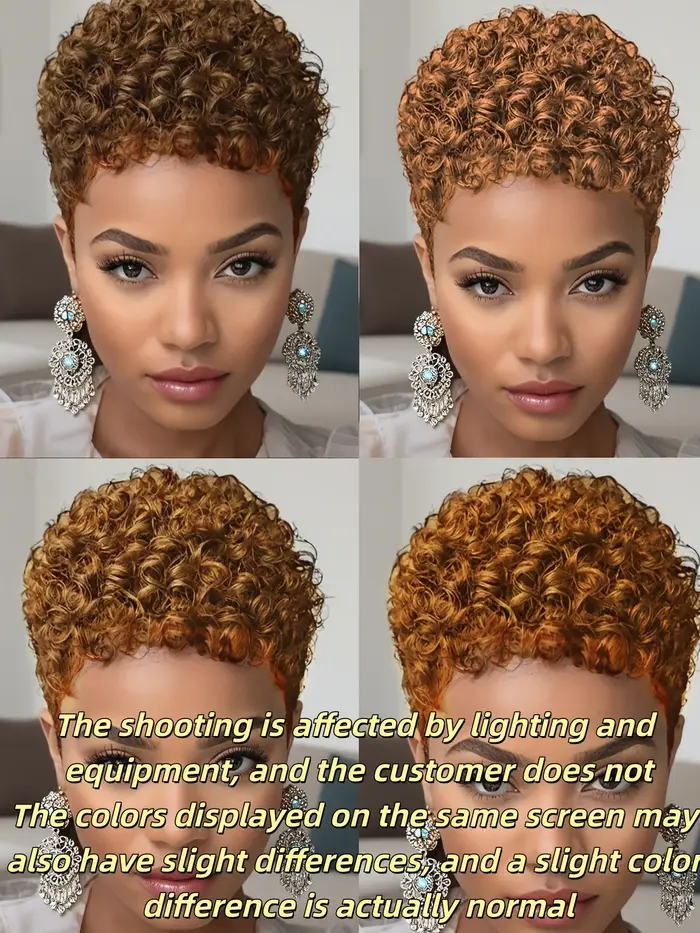 Perruques Afro courtes crépues bouclées perruque de cheveux humains coupe lutin Wi