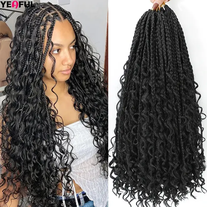 Extensions de tresses Goddess Braids de 14 à 18 pouces, pré-bouclées au crochet, pointes bouclées, s