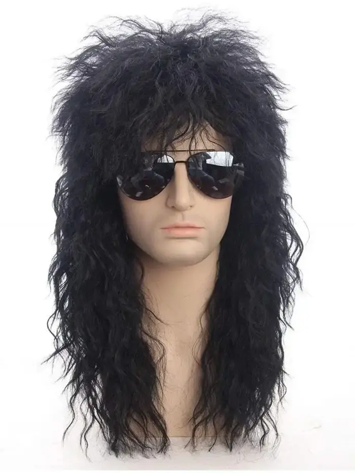 Perruque Rockstar blonde Punk pour hommes, perruque longue et moelleuse pour fête d'halloween, perru