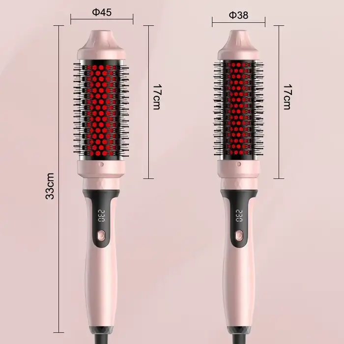 Brosse thermique infrarouge en céramique, fer à friser chauffant, brosse ronde de 45 mm, fer à frise
