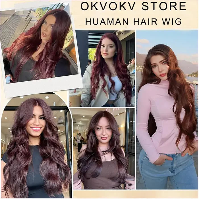 Extensions de cheveux humains bordeaux 99J