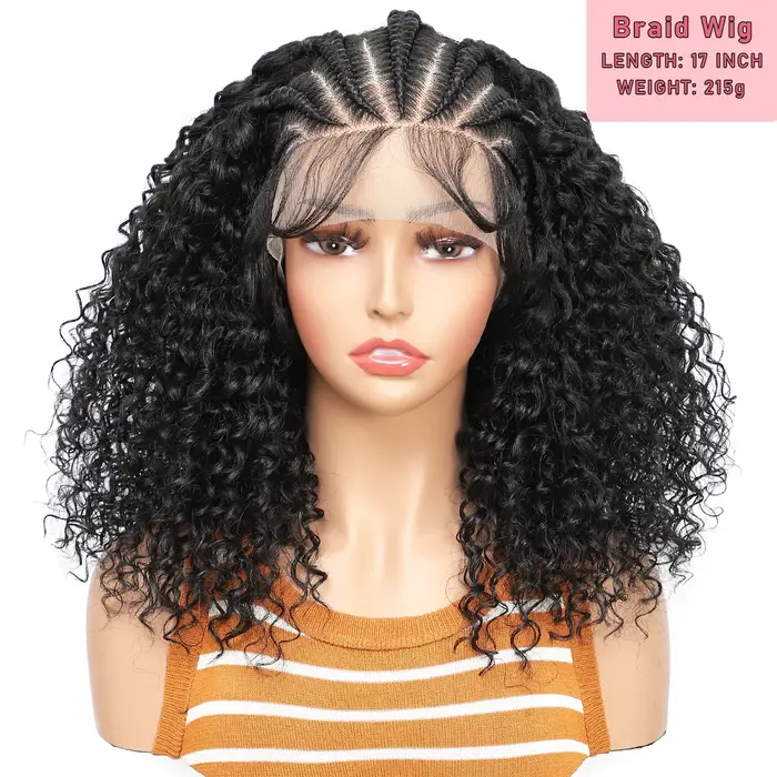 Perruque de cheveux bouclés tressés en dentelle avant 8 '' 13x6