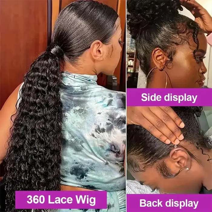 Perruques frontales en dentelle HD 360, bouclées, en cheveux humains, pré-épilées, à ondulations pro
