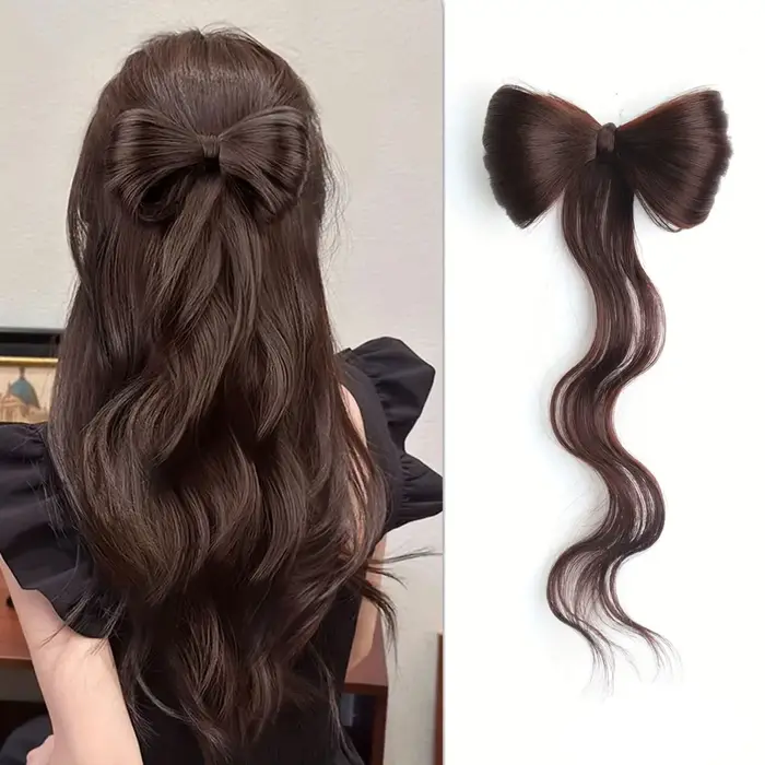 Extensions capillaires synthétiques en forme de pince à griffes avec nœud papillon