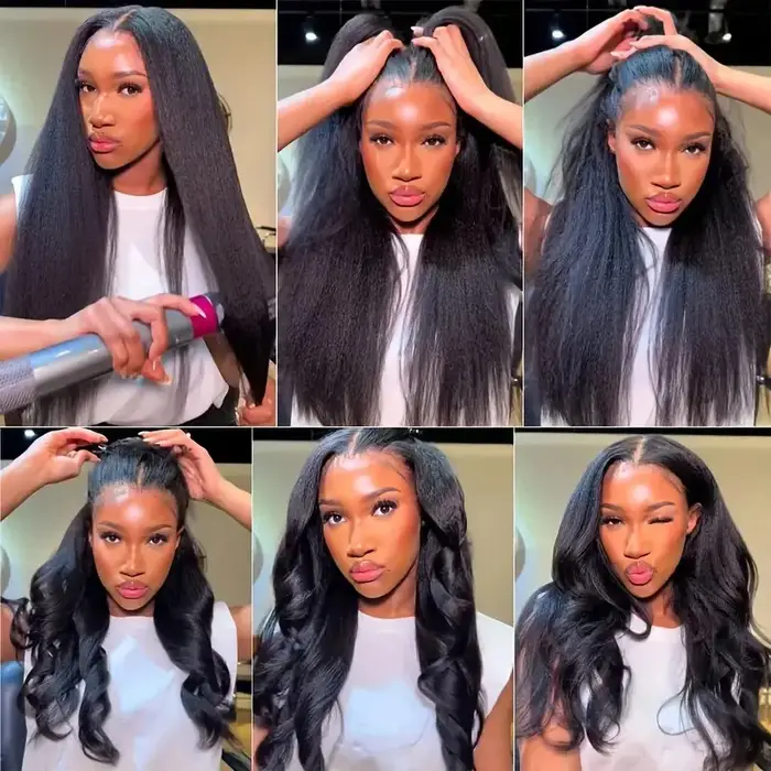 Bon Prix Perruque 360 Lace Frontal Cheveux Humain Kinky Straight Cheveux Humains Full Lace Perruque