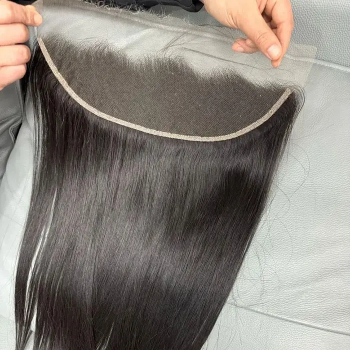 Perruque tressée Ear To Ear avec nœuds blanchis, extension de cheveux humains vierges non traités av