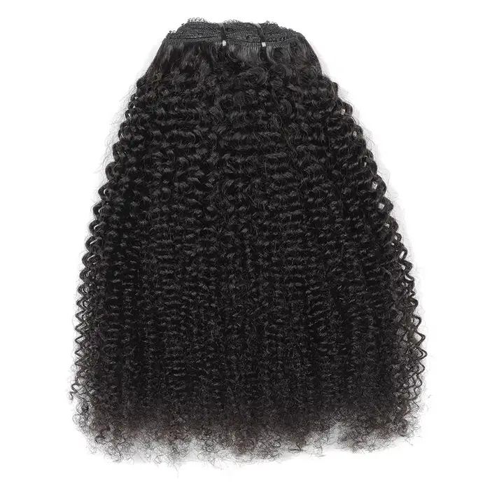 Extensions de cheveux humains bouclés afro crépus à clipser 4C 4B pour femmes