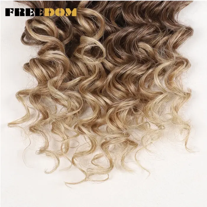 FREEDOM synthétique vague bouclée tressage Extensions de cheveux 12 pouces profond bouclés tresse