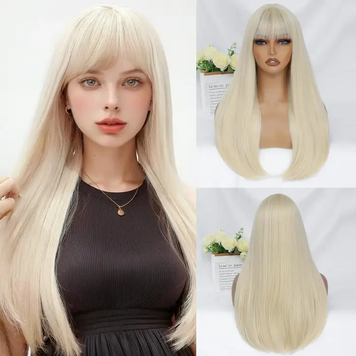 Perruque synthétique dorée à grandes boucles pour Halloween
