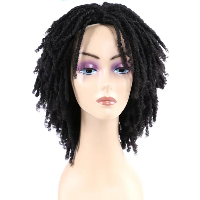 Perruque Dreadlock courte pour femmes noires, perruques Afro bouclées torsadées, synthétiques, résis