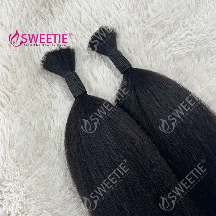 Extensions de cheveux humains en vrac Yaki lisse et Kinky Straight