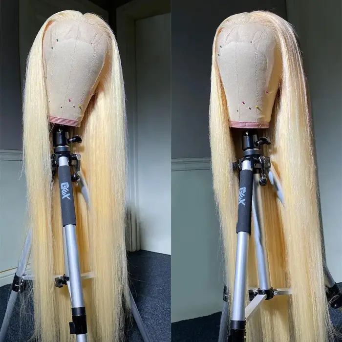 13x6 HD Transparent 613 Blonde dentelle frontale perruques de cheveux humains brésilien droite dente
