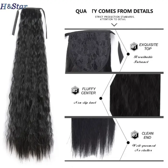 H & STAR-Extensions capillaires synthétiques, 34 pouces, postiche afro longue, crépue, bouclée, queu