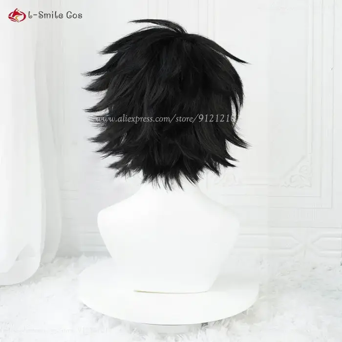 Haute qualité Anime L Cosplay perruque pour hommes L. Lawliet noir