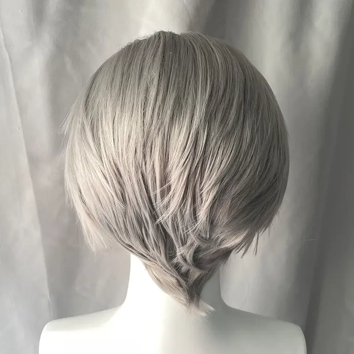 Widow‘s Peak Perruques synthétiques gris moyen pour hommes