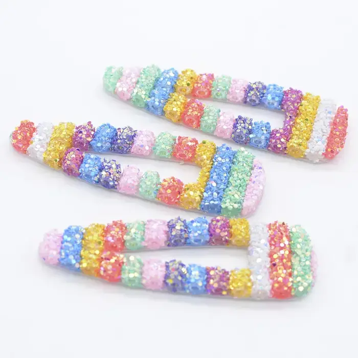 Lot de 6 pinces à cheveux en forme de goutte d'eau avec paillettes arc-en-ciel de 8 cm pour la fabrication de coiffes