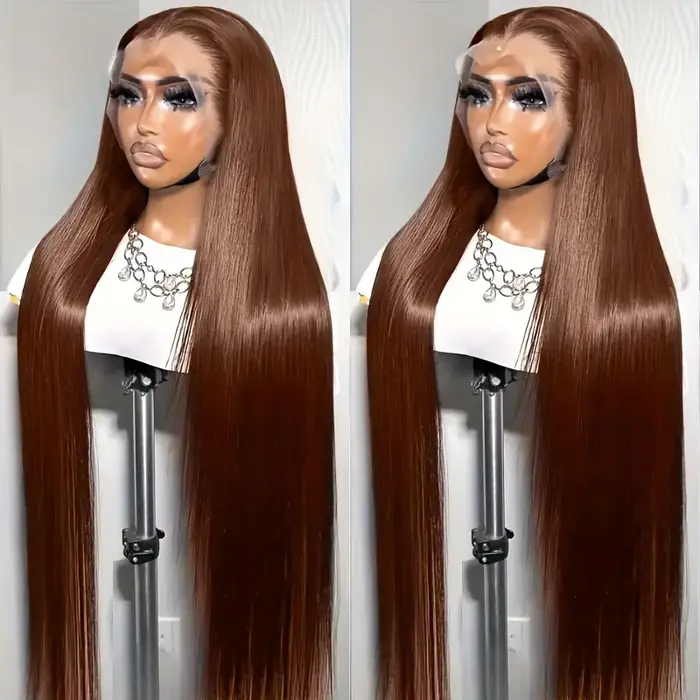 34 Inch #4 Chocolate Brown Straight Lace Front Wigs 13x6 HD Lace Frontal Wig 13x4 Pre Plucked Brazil