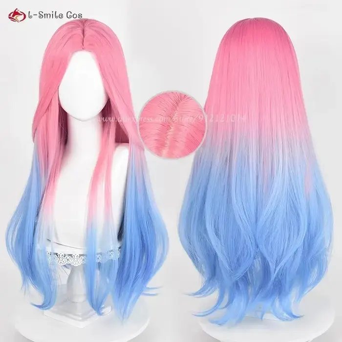 Anime Mizi Cosplay perruque 76 cm de Long rose bleu teint dégradé perruques résistant à la chaleur c