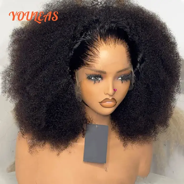 Lagos délié Afro crépus bouclés perruques perruques de cheveux humains court Bob perruques 13x4 dent