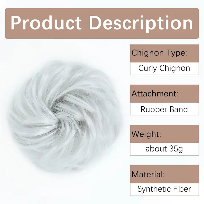 AZQUEEN Chignon en désordre Extension de cheveux bande élastique synthétique vague bouclée