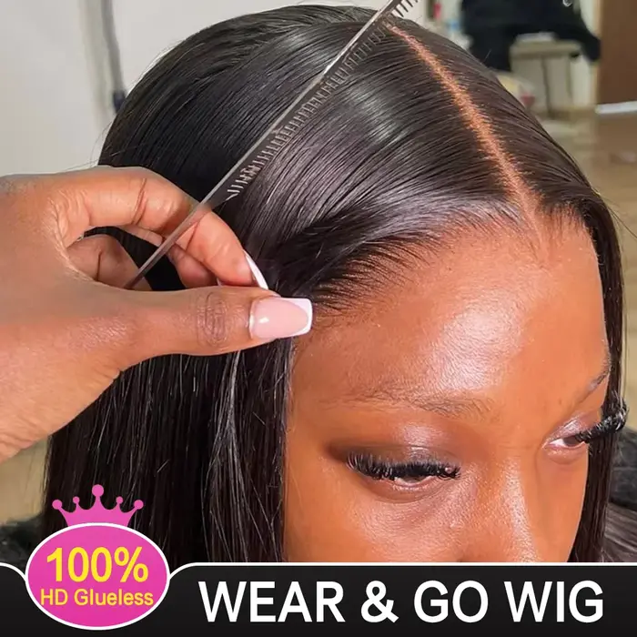 Wear Go sans colle dentelle avant perruques de cheveux humains droite 7x5 HD dentelle frontale perru