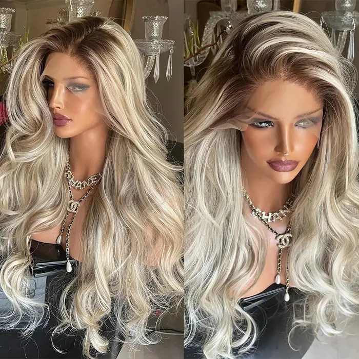 Perruque Lace Front Wig synthétique ondulée de luxe pour femmes