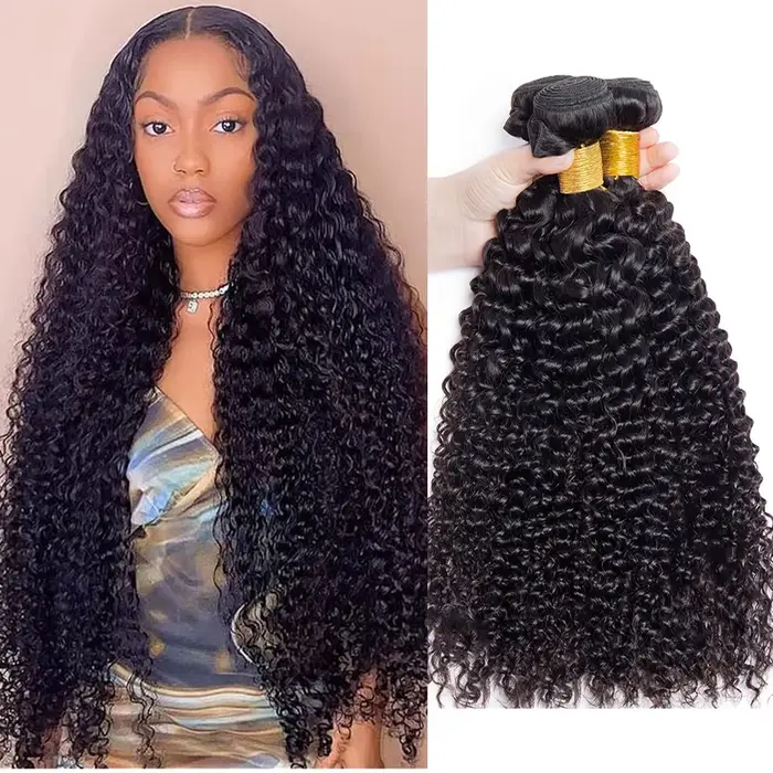 Mèches brésiliennes naturelles Remy ondulées bouclées, tissage profond, 22 24 26 pouces, Extensions